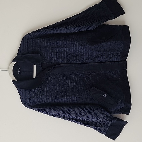 Yacco Maricard Lagenlook Cozy Chic Navy Cotton Spring Jacket Oversized OS (b36) - Picture 1 of 8
